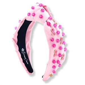 NEW BRIANNA CANNON women's breast cancer awareness headband with stones and char